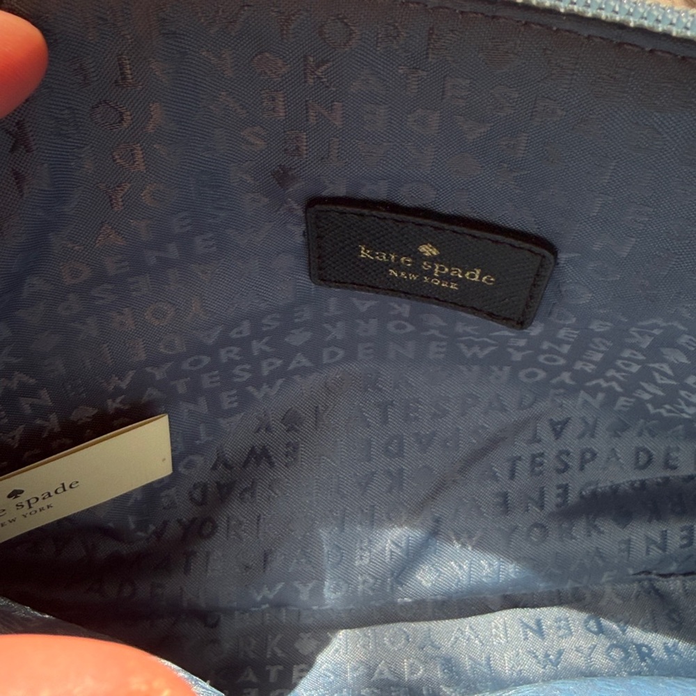kate spade blue glitter crossbody with black bow - Picture 8 of 8